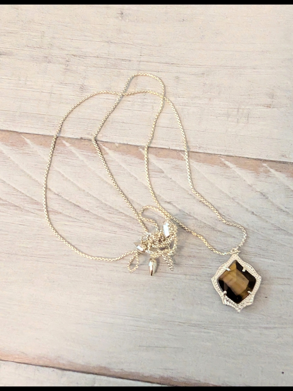 Kendra Scott Kacey Necklace Gold And Brown Tiger Eye